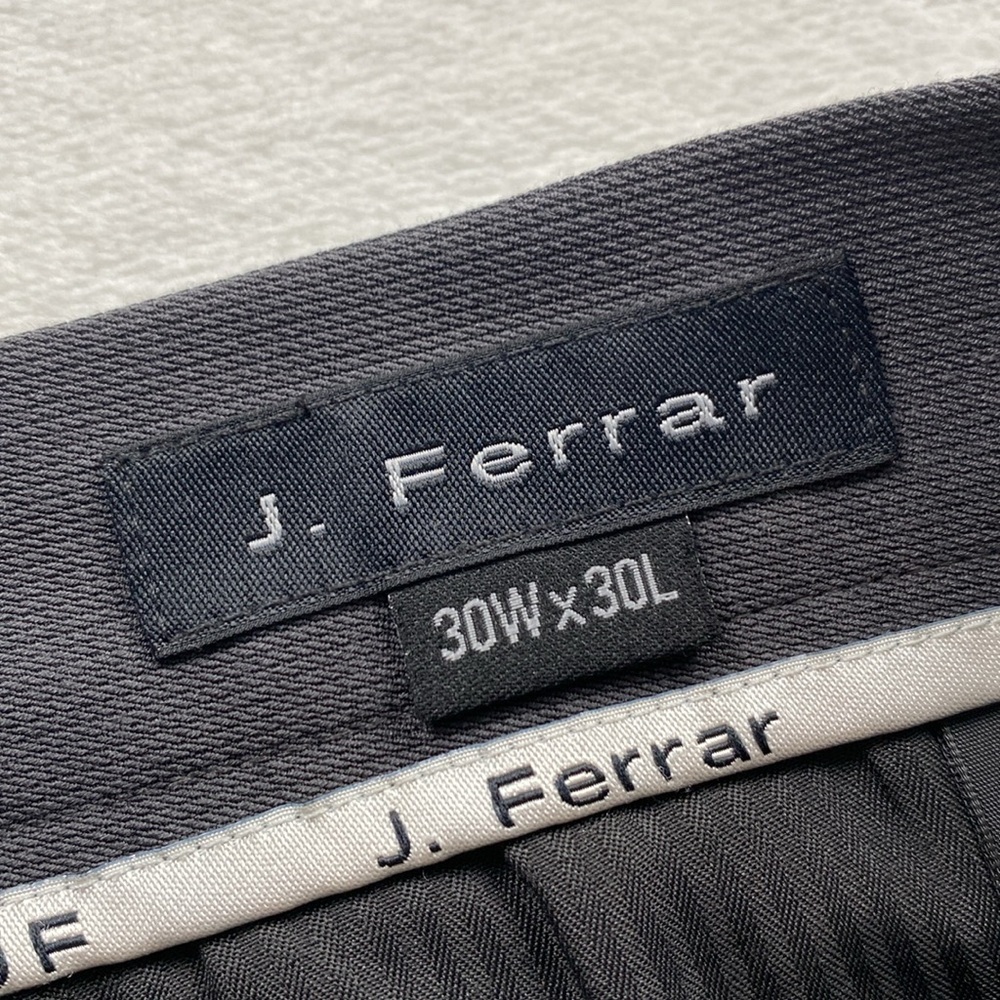 JF J. Ferrar Flat Front Classic Fit Dress Pant/Trouser (30x30, Gray) - Picture 11 of 13